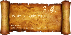 Halák György névjegykártya